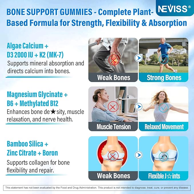 Calcium Supplements for Women Men - Liposomal Calcium 1000mg With Vitamin D3 K2 Magnesium Glycinate Zinc Boron Silica for Bone Health - Sugar Free Calcium Magnesium Zinc Gummies Vegan 60 Count