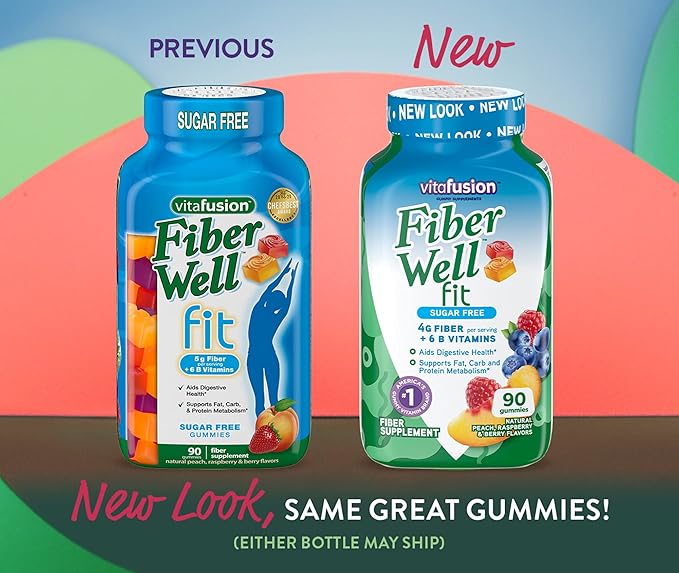 Vitafusion Fiber Well Fit Gummies 90 Count and Extra Strength Melatonin Gummies 120 Count Bundle