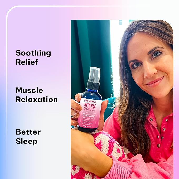 Intense Magnesium Spray Triple Magnesium Power: All Natural Magnesium Chloride Glycinate Sulfate -4oz