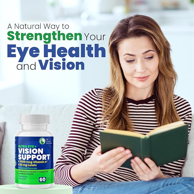 Vision Support Eye Vitamins for Macular Health | Supplements with Lutein Zinc Vitamin A &amp Bilberry | Areds 2 Formula for Red &amp Dry Eyes Sight Care (1 Bottle 60 Capsules)