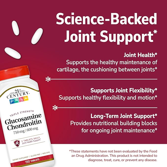 21st Century Glucosamine Chondroitin 750/600mg - Triple Strength Tablets 150 Count