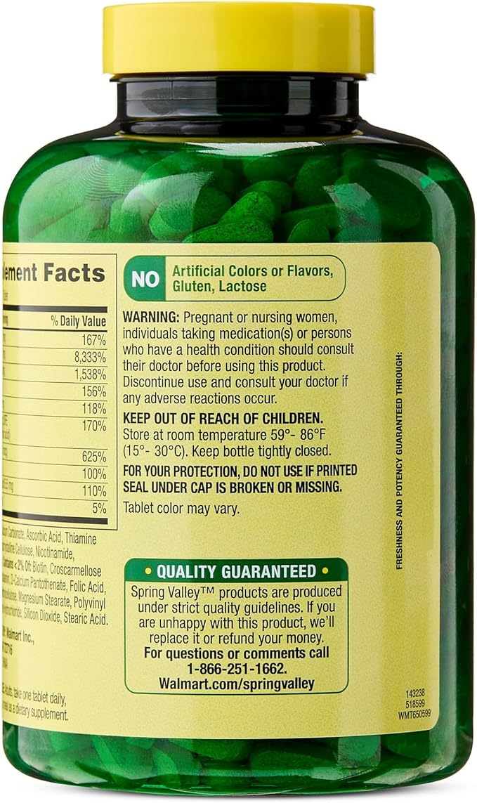 Super Vitamin B Complex- Tablets 500 Count Blend of B6 B12 C Boxed by Fusion Shop Store