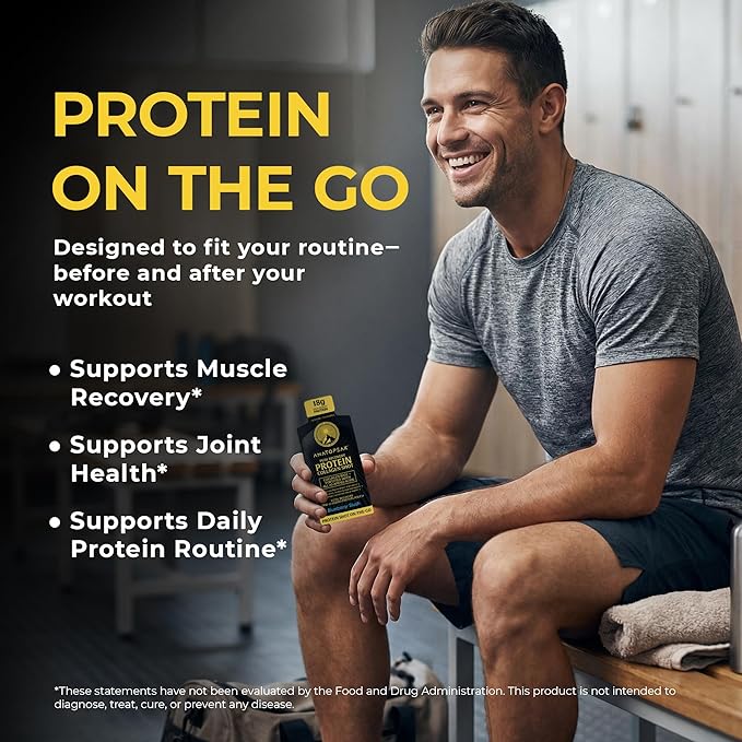 Peak Recovery Protein Collagen 1oz Shot Easy Protein Shots Protein Shots Liquid Collagen Collagen Peptides Protein Drinks 24 Ct Pouches Per Box (Natural Blueberry)