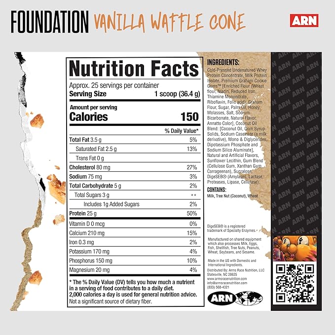 Arms Race Nutrition | ARN | Foundation Protein Blend (2 Pounds Vanilla Waffle Cone)