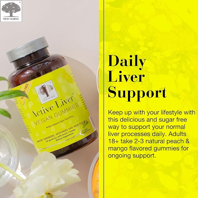 NEW NORDIC Liver &amp Eye Support Bundle Active Liver Gummies with Milk Thistle Plus Blue Berry Eye Vitamin Tablets