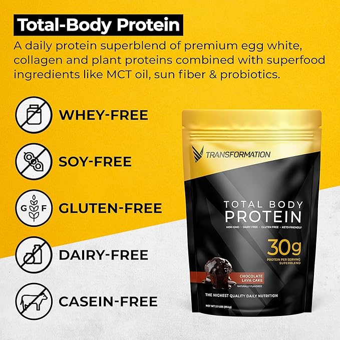 Transformation Chocolate &amp Vanilla Protein Powder | 30G Multi-Protein Superblend | Collagen Peptides Egg White &amp Plant Blend | MCT Oil | BCAA Amino Acids | Probiotics &amp Enzymes | Low Carb