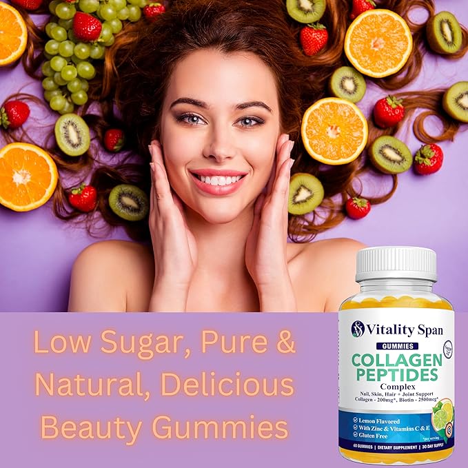 Collagen + Zinc Oyster Extract - Hair Growth Vitamins Gummies + Energy Boost