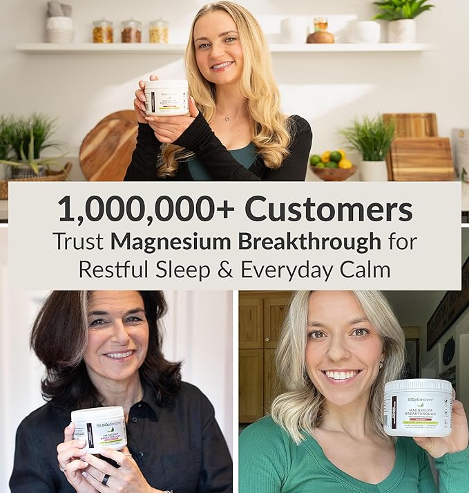 BIOptimizers Magnesium Breakthrough Drink - 8 Forms of Magnesium Electrolytes Sleep Health Stress Muscle Recovery Heart Support | Glycinate Citrate Malate - Unflavored