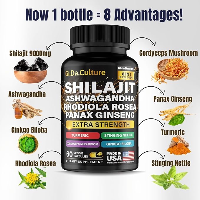 Sea Moss + Shilajit + NAD+ Capsules – Complete Cellular Health Energy Detox Immunity &amp Vitality Stack – 92 Minerals Fulvic Acid Anti-Aging – Vegan Supplement