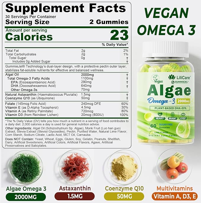 Omega 3 Gummies 2200mg Potassium Citrate Gummies 1666mg for Adults 2 Pack