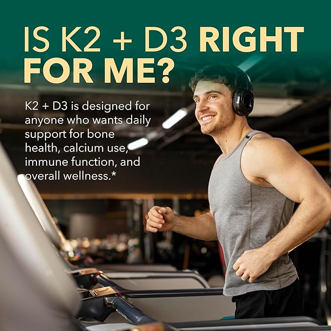 Vitamin D3 K2 Supplement 5000 IU K2 D3 Vitamin Capsules Vegan Non-GMO Gluten Free 30 Capsules 30 Day Supply