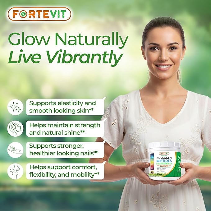 FORTEVIT Collagen Peptides Powder for Women &amp Men – Hydrolyzed Type I &amp III Grass-Fed Unflavored – Supports Skin Elasticity Hair Nails &amp Joint Health – Gluten-Free Non-GMO Keto &amp