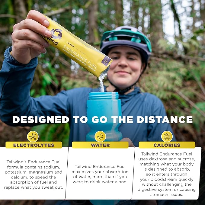 Tailwind Nutrition Endurance Fuel Carbohydrate &amp Electrolyte Sports Drink Mix Powder Gluten-Free Vegan Lemon 50 Servings