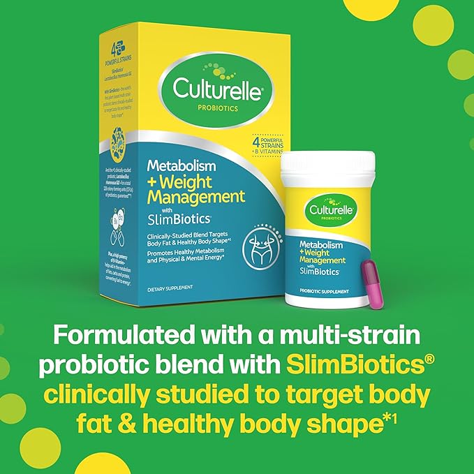 Culturelle Metabolism + Weight Management with SlimBiotics® Probiotic Capsules – 30 Count – Helps Safely Manage Weight - Promotes Healthy Metabolism and Physical &amp Mental Energy