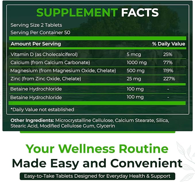 Natural Nutra Calcium Magnesium Zinc with Vitamin D3 - CMZ Supplement | Bone Strength Immune Support Muscle &amp Nerve Health - Cal-Mag Zinc Supplement - Gluten Free - Digestion Support - 250 Table