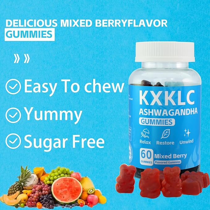 Organic Ashwagandha Gummies 2500mg with Maca Root &amp L-Theanine | Plant-Based Adaptogen Blend | USDA Organic Non-GMO Verified | Mixed Berry Flavor (120Count-2Pack)