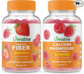 Lifeable Prebiotic Fiber 5g + Calcium Magnesium Gummies Bundle - Great Tasting Vitamin Supplement Gluten Free GMO Free Chewable Gummy