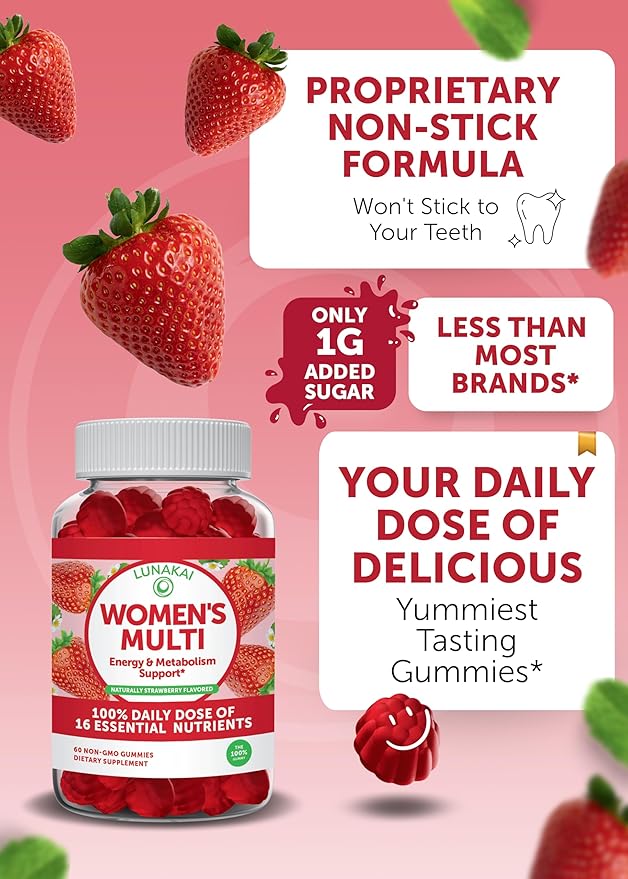 Lunakai Vitamin D3 Gummies and Women's Multivitamin Gummies Bundle - Immunity Bone and Mood Support Supplement - 100% Daily Value of 16 Essential Vitamins and Minerals Healthy Gummy - 30 Days Supply