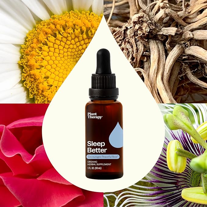 Plant Therapy Organic Sleep Better Tincture 30 mL (1 oz) Supports Relaxation &amp Sleep Helps Calm a Busy Mind with Chamomile Lemon Balm &amp Valerian Extracts