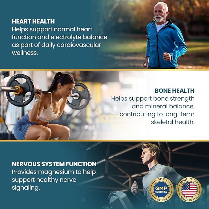 Vykee Nutrition Tri-Mag 300 Triple-Source Magnesium Complex – Supports Heart Nerve and Bone Health – Vegan Non-GMO Gluten-Free – 300 mg 120 Count