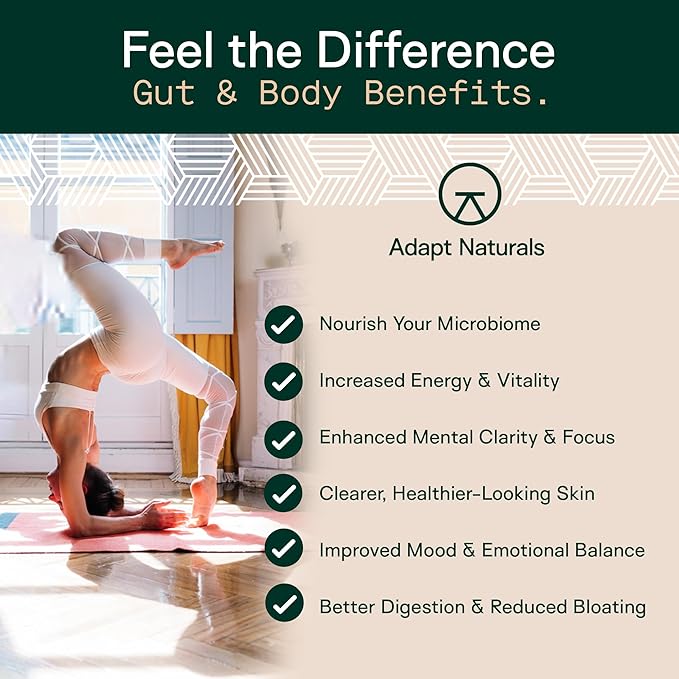 Adapt Naturals 4-in-1 Biome Protect Prebiotics Probiotics Supplement Postbiotics &amp Polyphenols for Microbiome Gut Health &amp Defense for Women &amp Men 60 Day Supply