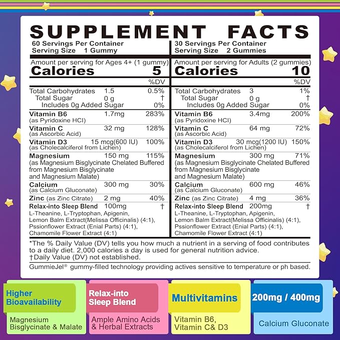 Magnesium Glycinate + Calcium Filled Gummies &amp