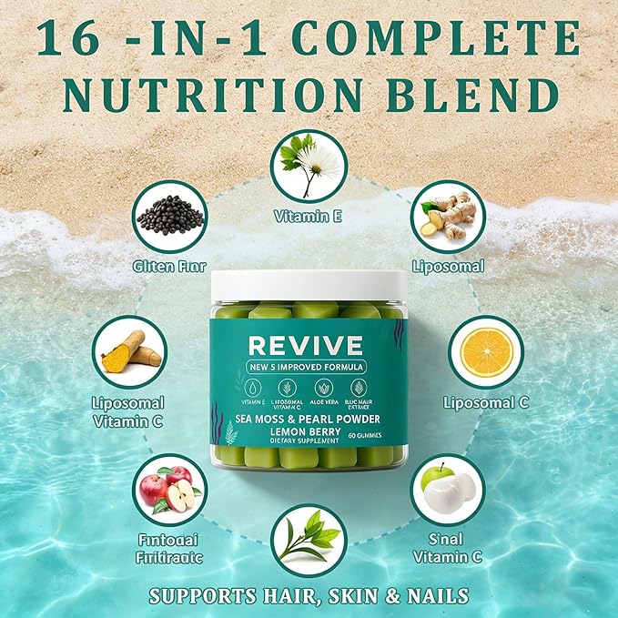 Revive Hair Gummies Professional Revive Hair Gummies with Vitamin C Vitamin E Hair Growth for Women &amp Men - Sea Moss for Hair Loss (2)