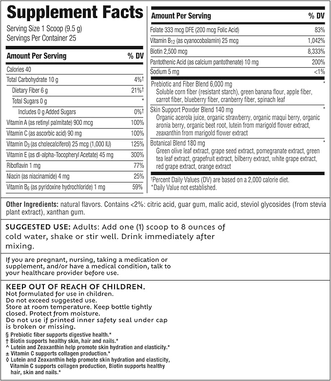Benefiber Prebiotic Fiber + Superfruits Dietary Supplement Strawberry Dragon Fruit Flavor 8.8 oz (250g)
