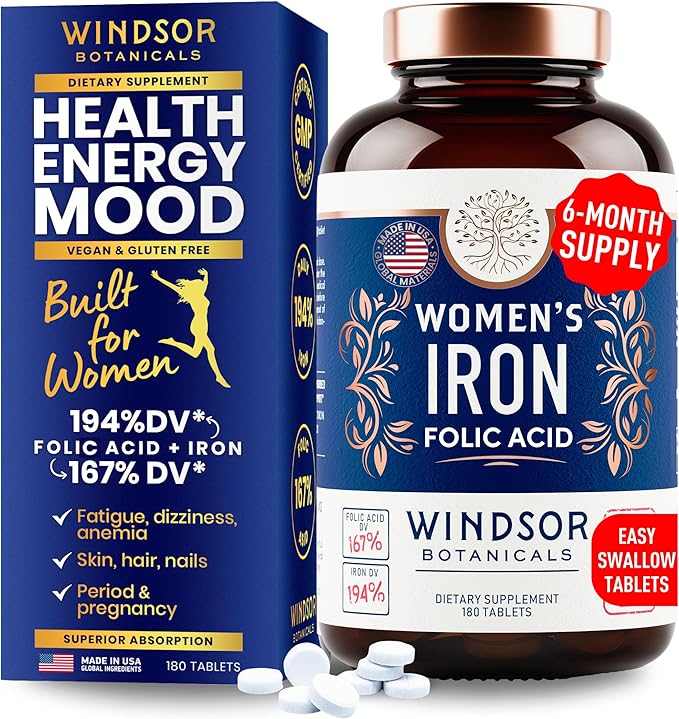 Inositol and Women's Iron Tablets Fertility and Pregnancy Support Bundle by Windsor Botanicals