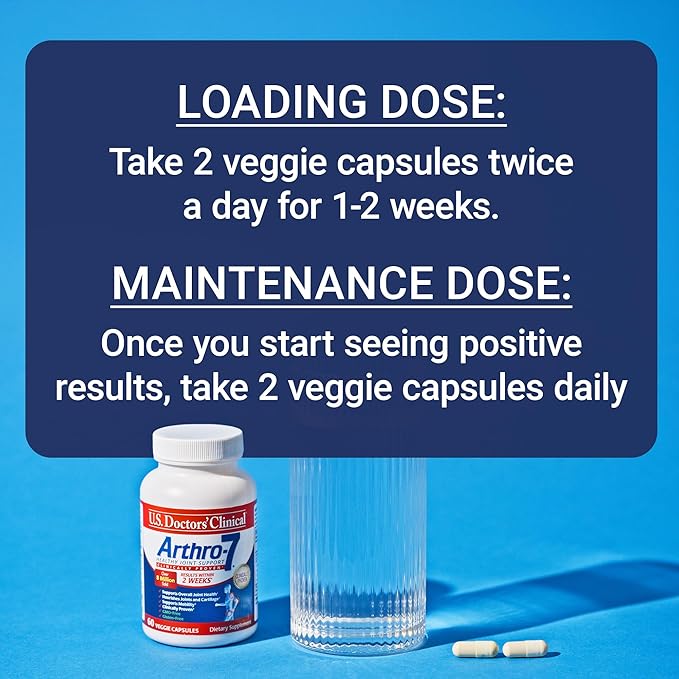 U.S. Doctors’ Clinical Arthro-7 - Clinically Proven Joint Support Complex with Turmeric MSM Collagen Bromelain for Flexibility Mobility and Strong Cartilage - 60 Capsules - 15/30-Day Supply