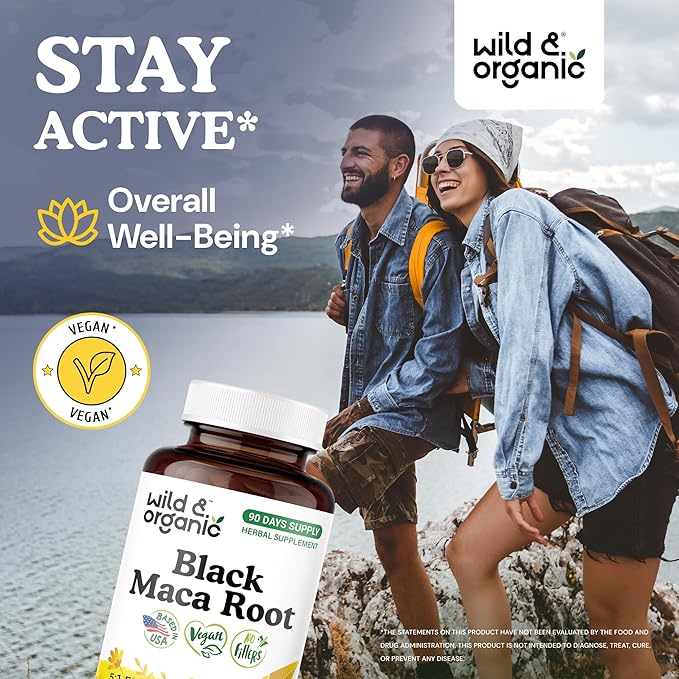 Wild &amp Organic Black Maca Root 90 Capsules &amp Ashwagandha Tincture 4 fl oz