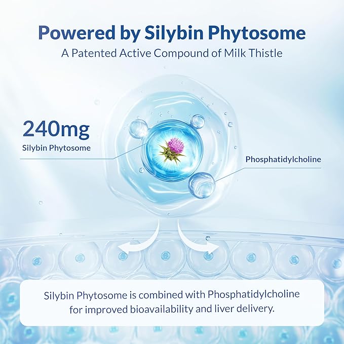 Maximum Milk Thistle Supplement for Liver Support – 720mg Silybin Phytosome (10X Absorption) – Liver Cleanse Detox &amp Repair Enzyme Health – Vegan Non-GMO Gluten Free – 90 Capsules (30-Day Suppl