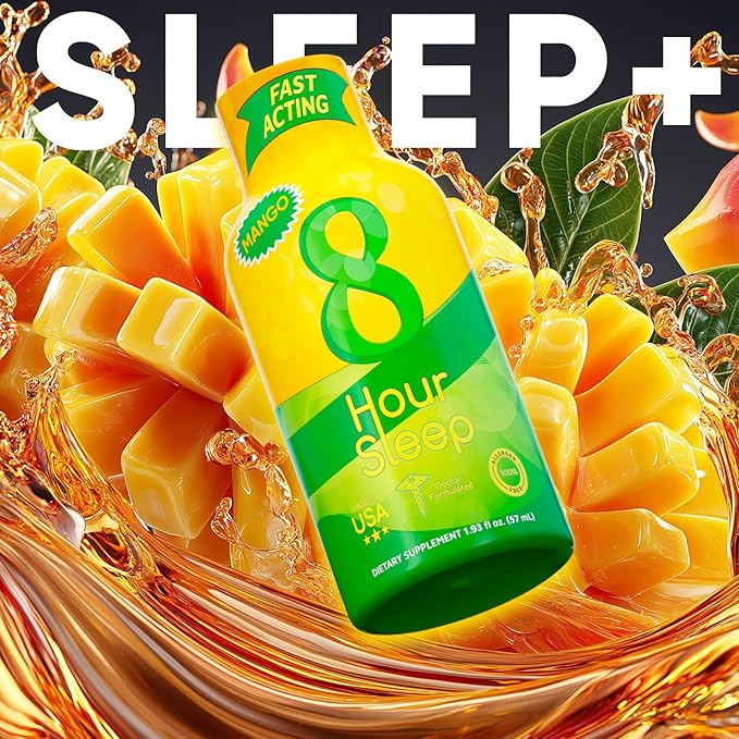 Vitamin Energy 8 Hour Sleep Shot Mango 24 Pack Melatonin 5-HTP GABA Valerian Lavender Nighttime Relaxation &amp Sleep Support Supplement Zero Sugar Vegan Gluten-Free Kosher 1.93 fl oz