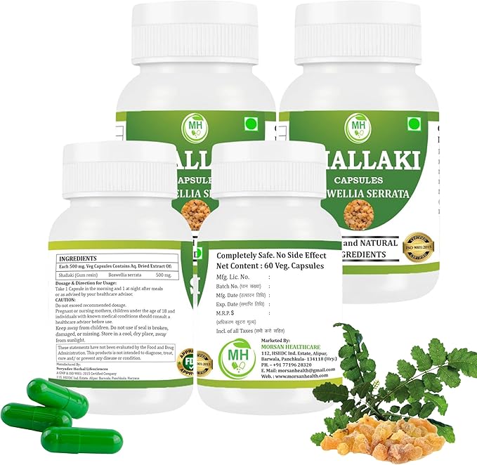 Morsan's Shallaki (Boswellia serrata) Capsules Pack of 60 x 500 mg. Veg. Capsules (4)