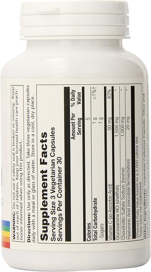 SOLARAY Glucosamine Chondroitin and Hyaluronic Acid 1500mg/1000mg/20mg 90 Capsules