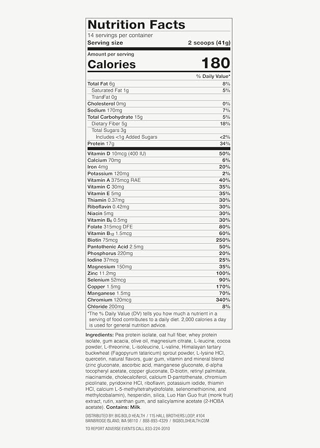 BIG BOLD HEALTH HTB Rejuvenate Superfood Plant-Based Protein Powder | Himalayan Tartary Buckwheat with Polyphenols &amp 17g Protein | Gut &amp Immune Support | Vanilla Flavor