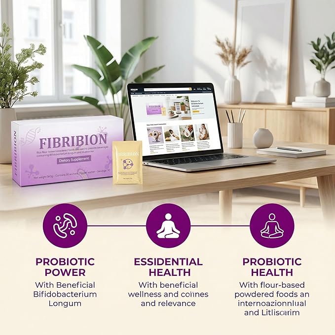 Fibribion Probiotic Powder - Functional dietary fiber powder Rice-Based Drink Mix with Bifidobacterium longum Supports Digestive Balance and Daily Gut Support - 30 Packs (Blueberry Flavor)