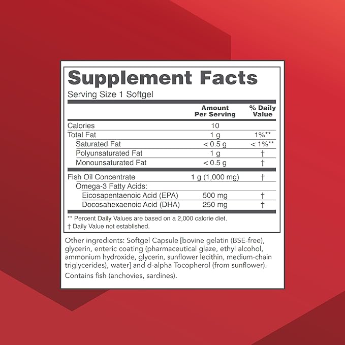 PROTOCOL FOR LIFE BALANCE Ultra Omega-3-500mg EPA &amp 250mg DHA - Fish Oil for Brain Support Heart &amp Nervous System Health* - EPA DHA Omega Supplement - Non-GMO &amp Halal - 180 Softgels