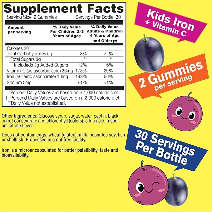 WellYeah Iron + Vitamin C Kids + Vitamin C Kids Gummies Bundle - Great Tasting Vitamin Supplement Gluten Free GMO Free Chewable Gummy