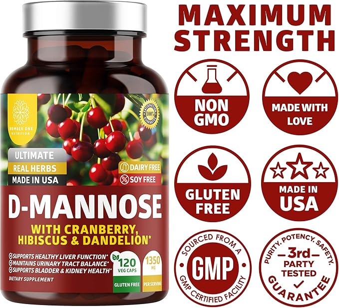 Number One Nutrition N1N Premium Magnesium Complex [500mg] High Absorption and D-Mannose [1350mg with Cranberry &amp Hibiscus] Non-GMO and Gluten-Free 2 Pack Bundle