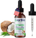 Liposomal Vitamin D3 K2 (MK-7) Liquid Drops with MCT and Olive Oil | Vitamin D3 5000iu | Bone &amp Heart Health | Immune &amp Joint Support Supplement | Maximum Absorption| Made in USA