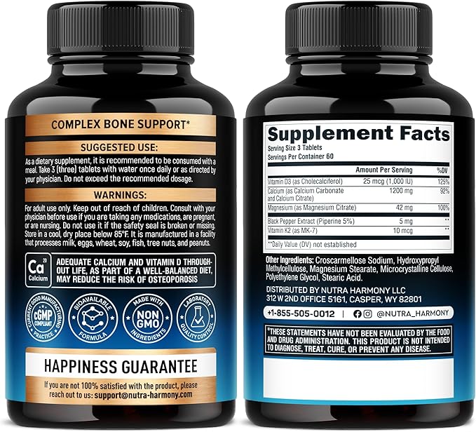 NUTRAHARMONY Vitamin D3 K2 Capsules &amp Calcium Tablets