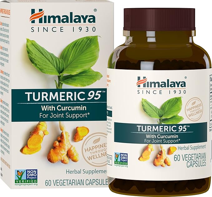 Himalaya Turmeric 95 Supplement with Curcumin/Curcuminoids Joint and Muscle Support Optimum Flexibility and Mobility 600 mg Non-GMO Vegan Gluten Free 60 Capsules 60 Day Supply
