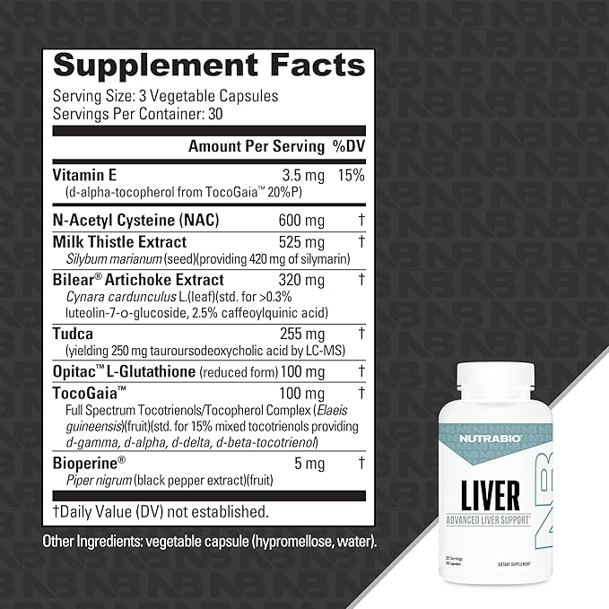 NutraBio Liver Supplement- Advanced Liver Support with Antioxidants Milk Thistle Liver Detox Glutathione Tudca- Promotes Liver Cleanse Detox and Repair- 90 Capsules