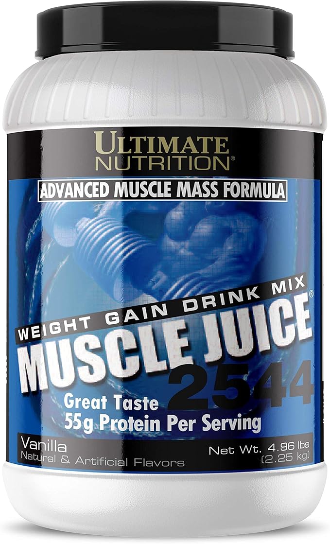 Ultimate Nutrition Muscle Juice Weight Gain Drink Mix - Mass Gainer Workout Powder for Men &amp Women - Supplement for Lean Muscle Growth &amp Immune Support with 55g Protein - Vanilla 4.96lb