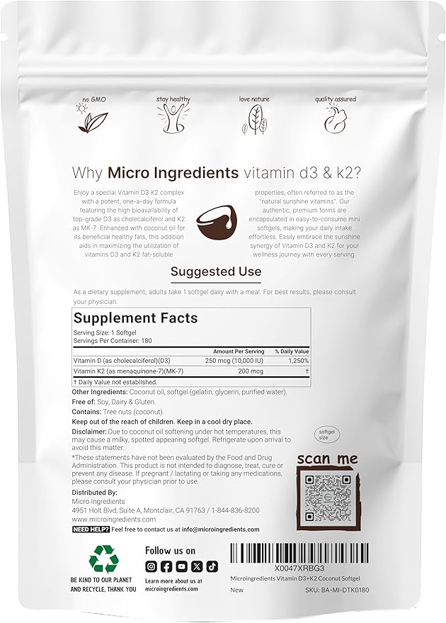 Micro Ingredients Vitamin D3 10000IU + K2 MK-7 200mcg Softgels &amp KSM-66 Ashwagandha Gummies 300mg | 2 Pack Bundle | Essential D &amp K Sunshine Vitamins | Sugar Free Mango Passion Fruit Flavor