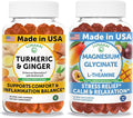 Lunakai USA Made Turmeric &amp Ginger + Magnesium Glycinate with L-Theanine Gummies Bundle – Naturally Flavored Non-GMO – 60ct Each