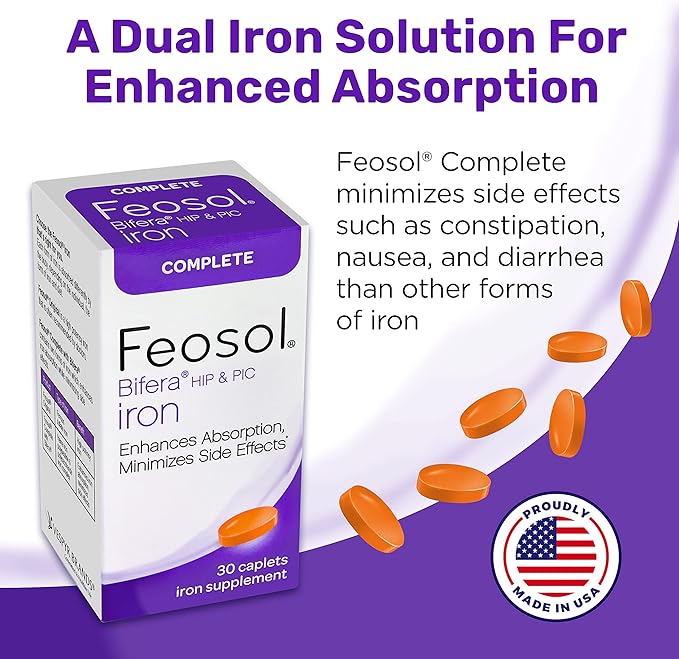 Feosol Complete Iron Supplement 30 Count and Colace Stool Softener 60 Count Bundle