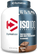 Dymatize ISO100 Whey Protein Powder Isolate Fudge Brownie 25g of Protein 5 Pound 5.5g BCAAs Less Than 120 Cal. Gluten Free 1g Fat 1g Sugar 2g Carb (70 Servings)