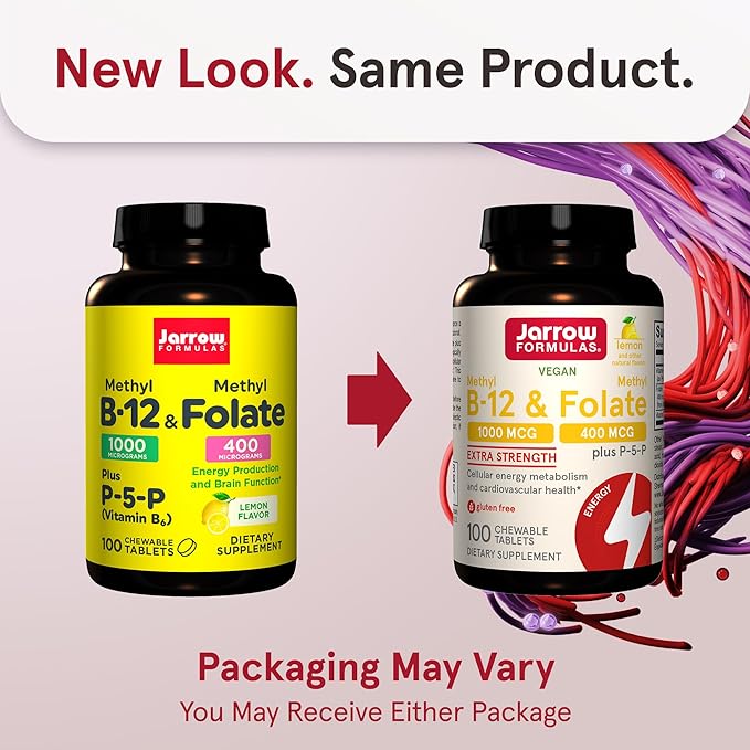 Jarrow Formulas MK7 Promotes Bone Health 90 mcg 120 Softgels &amp Extra Strength Methyl B-12 1000 mcg &amp Methyl Folate 400 mcg + P-5-P Dietary